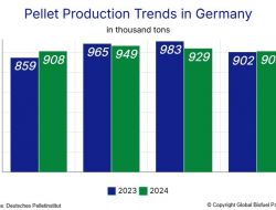 Wood pellet production volume in 2023 and 2024